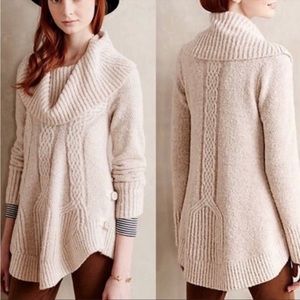 Anthropologie Angel of the North cream sweater cowl neck legging friendly